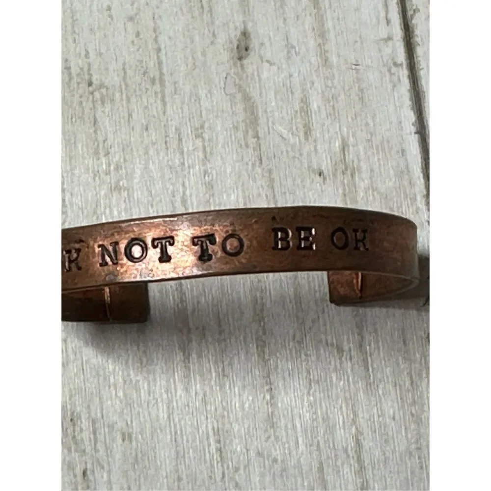 It’s Ok not to Be OK Unisex Copper‎ Cuff Bracelet Hand Stamped